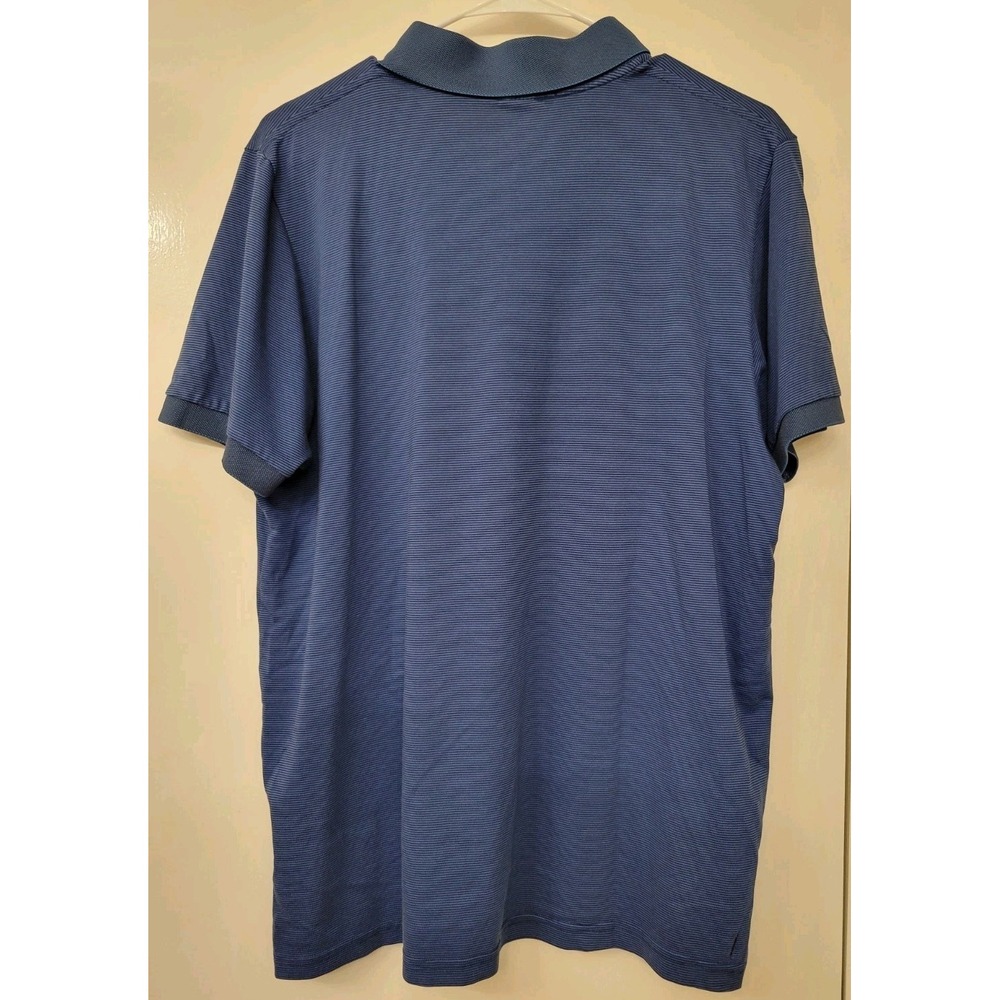 Polo by Ralph Lauren Shirt Men's L Blue Striped Embroidered Custom Fit HAS FLAW - Picture 2 of 6